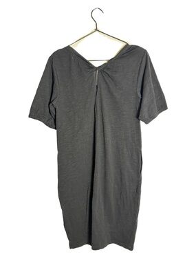 Pact Black Organic Cotton Slub Twist Back T-Shirt Dress Pockets